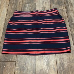 J Crew navy and coral striped skirt size 6